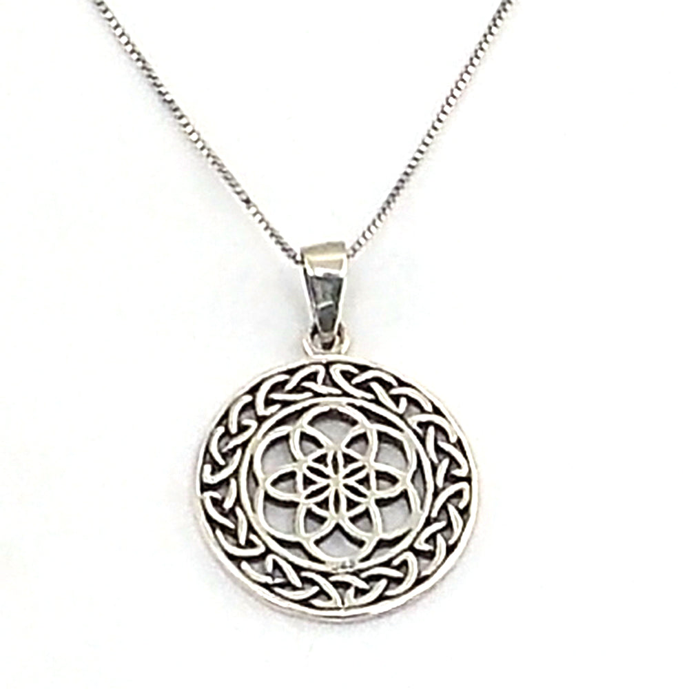 Colgante de plata de ley de amuleto de 24mm aprox. Con cadena de 45cm
