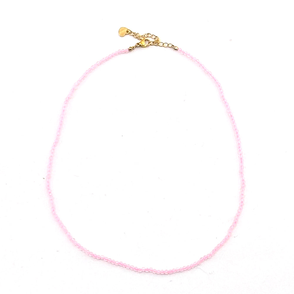 Colgante de piedra natural de Cuarzo rosa de 2mm facetado