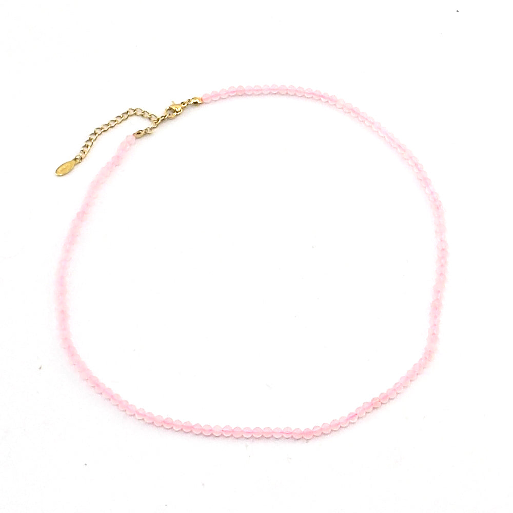 Colgante de piedra natural de Cuarzo rosa de 3mm facetado