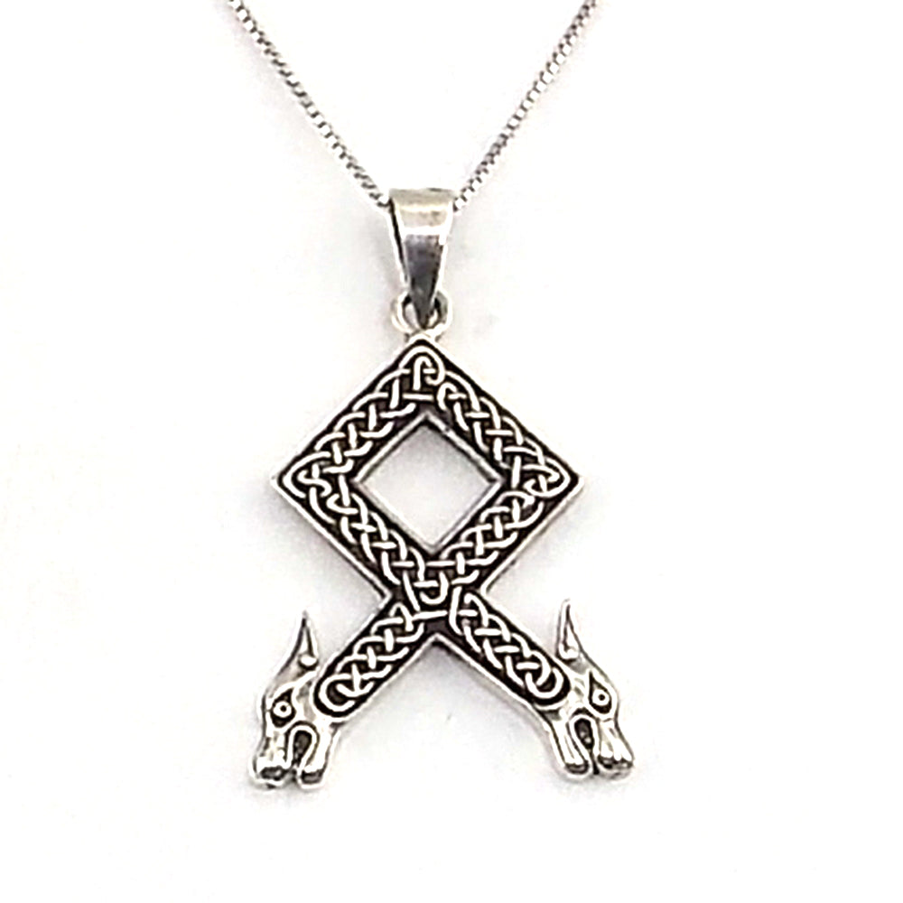 Colgante de plata de ley de Othalaz (vikingo) de 36x22mm aprox. Con cadena de 45cm