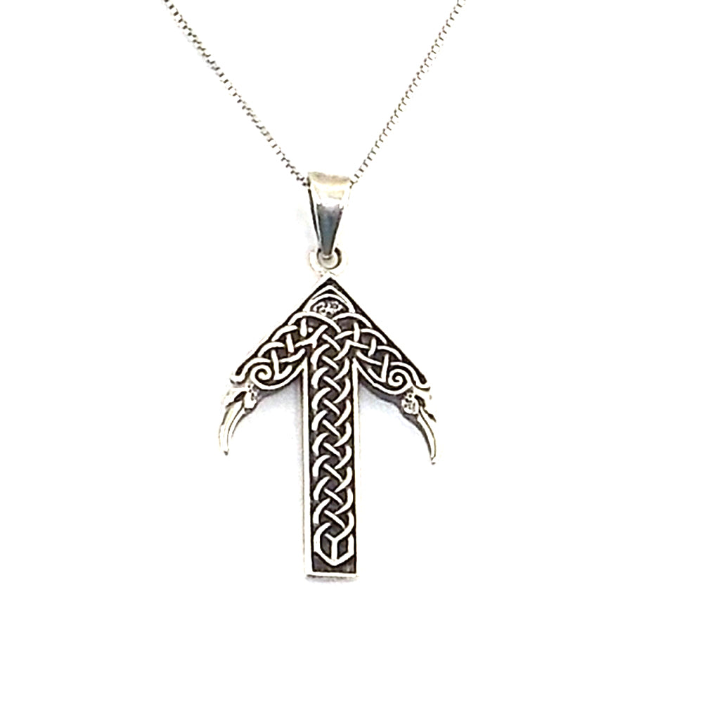 Colgante de plata de ley de Tiwaz vikingo de 37mm aprox. Con cadena de 45cm