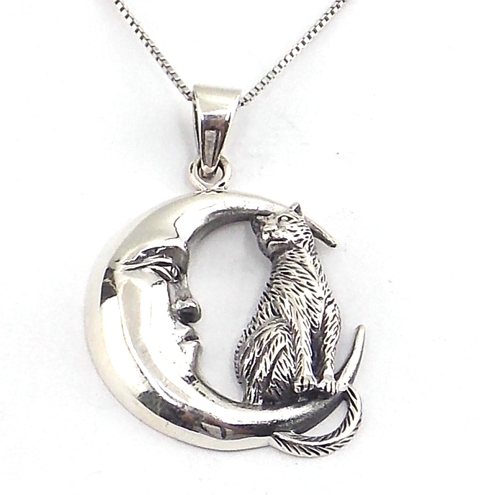 Colgante de plata de ley de Luna de 27x33mm aprox. Con cadena de 45cm
