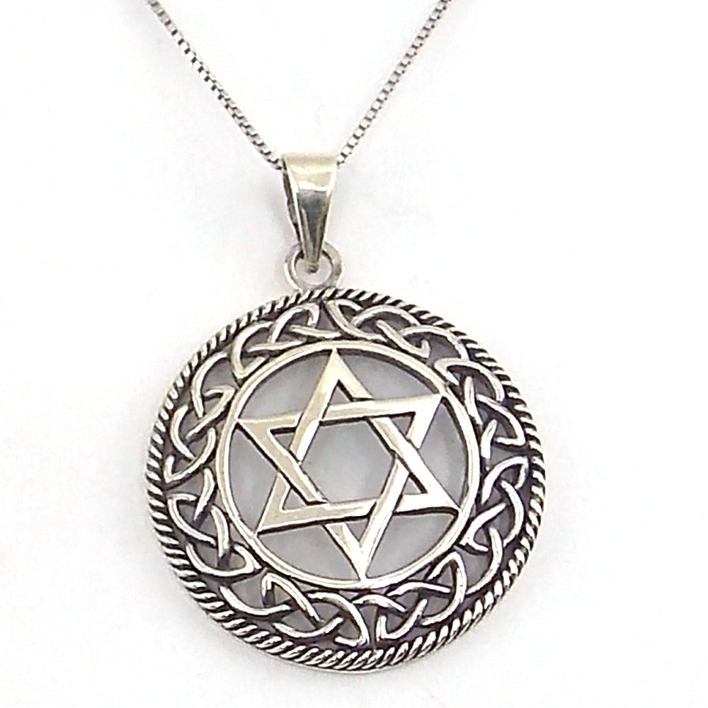 Colgante de plata de ley de Estrella de David de 31mm aprox. Con cadena de 45cm