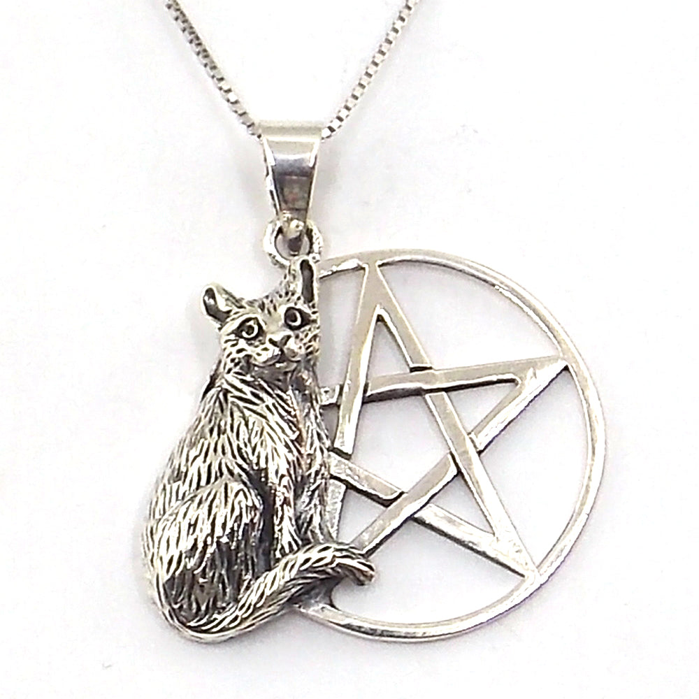 Colgante de plata de ley de Pentagrama de 28mm aprox. Con cadena de 45cm