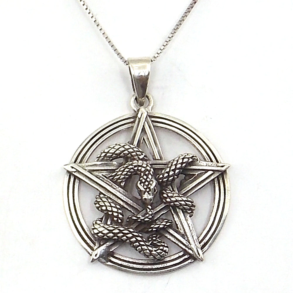 Colgante de plata de ley de Pentagrama de 30mm aprox. Con cadena de 45cm