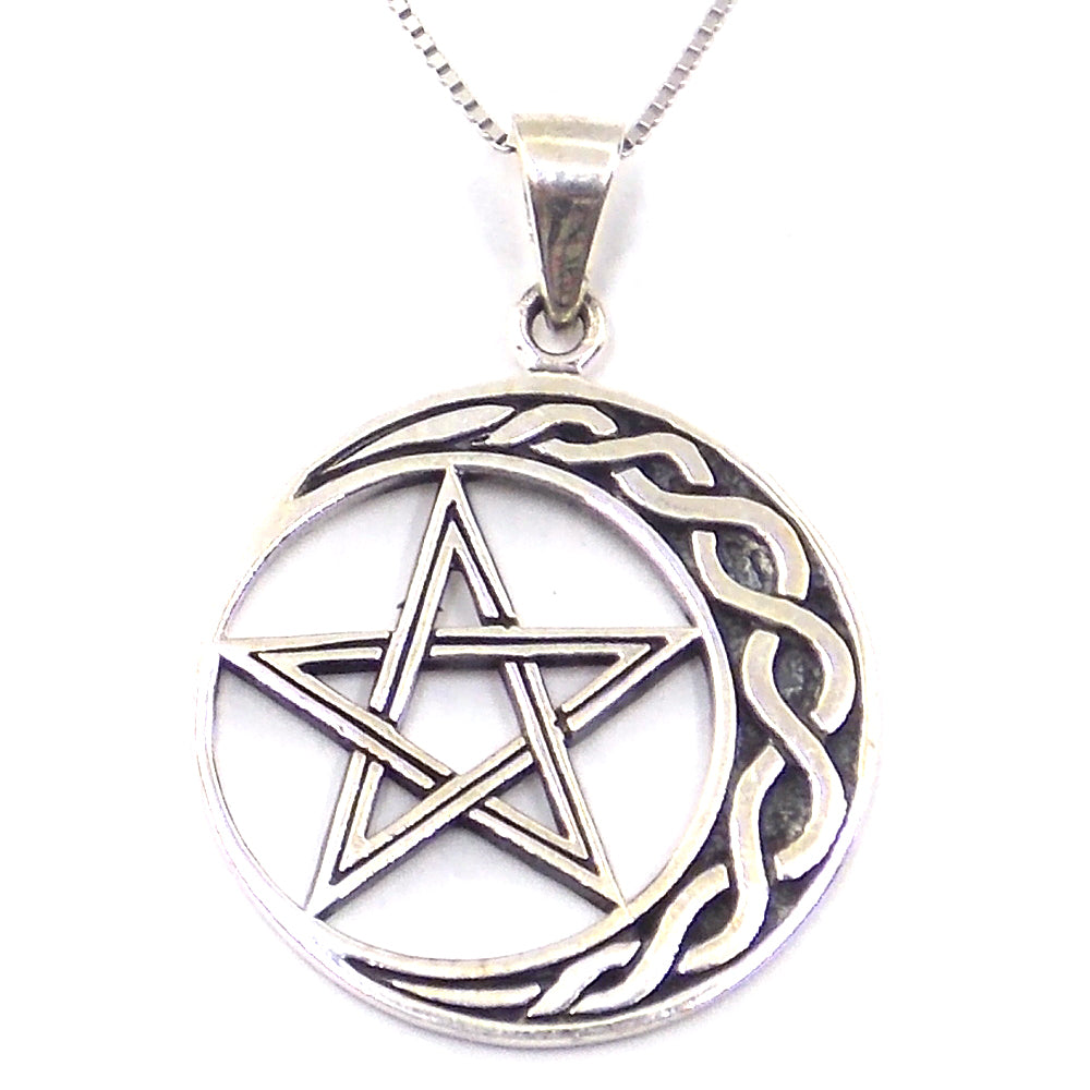 Colgante de plata de ley de Pentagrama de 28mm aprox. Con cadena de 45cm