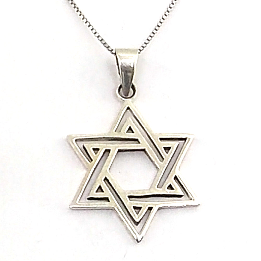 Colgante de plata de ley de Estrella de David de 30x25mm aprox. Con cadena de 45cm