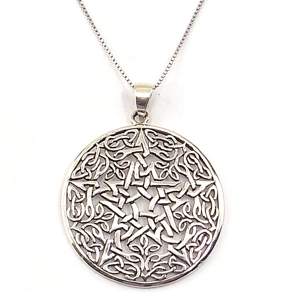 Colgante de plata de ley de Pentagrama de 36mm aprox. Con cadena de 45cm