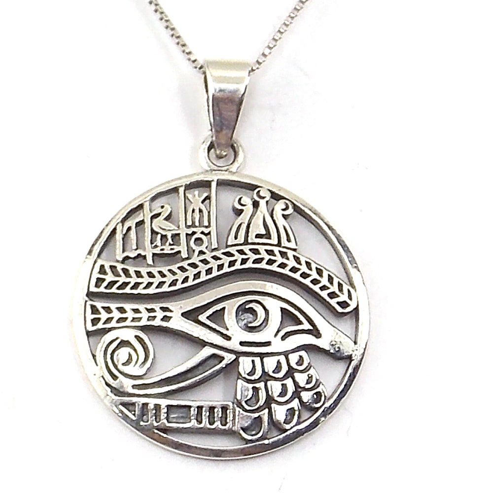 Colgante de plata de ley de Ojo de Horus de 28mm aprox. Con cadena de 45cm