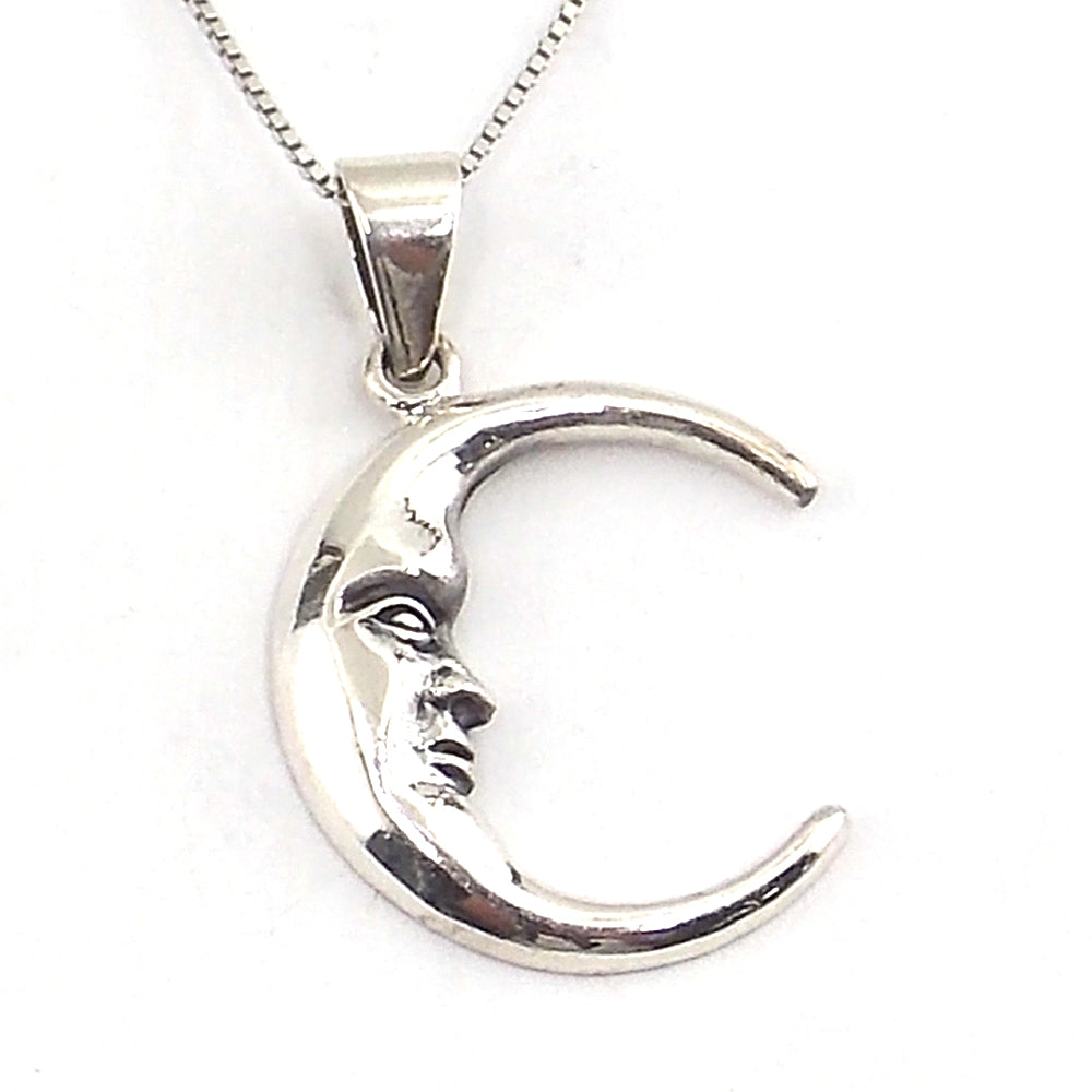 Colgante de plata de ley de Luna de 26x8mm aprox. Con cadena de 45cm
