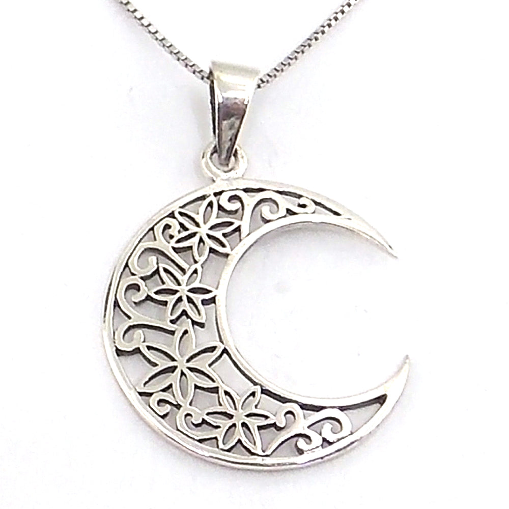Colgante de plata de ley de Luna de 32x13mm aprox. Con cadena de 45cm