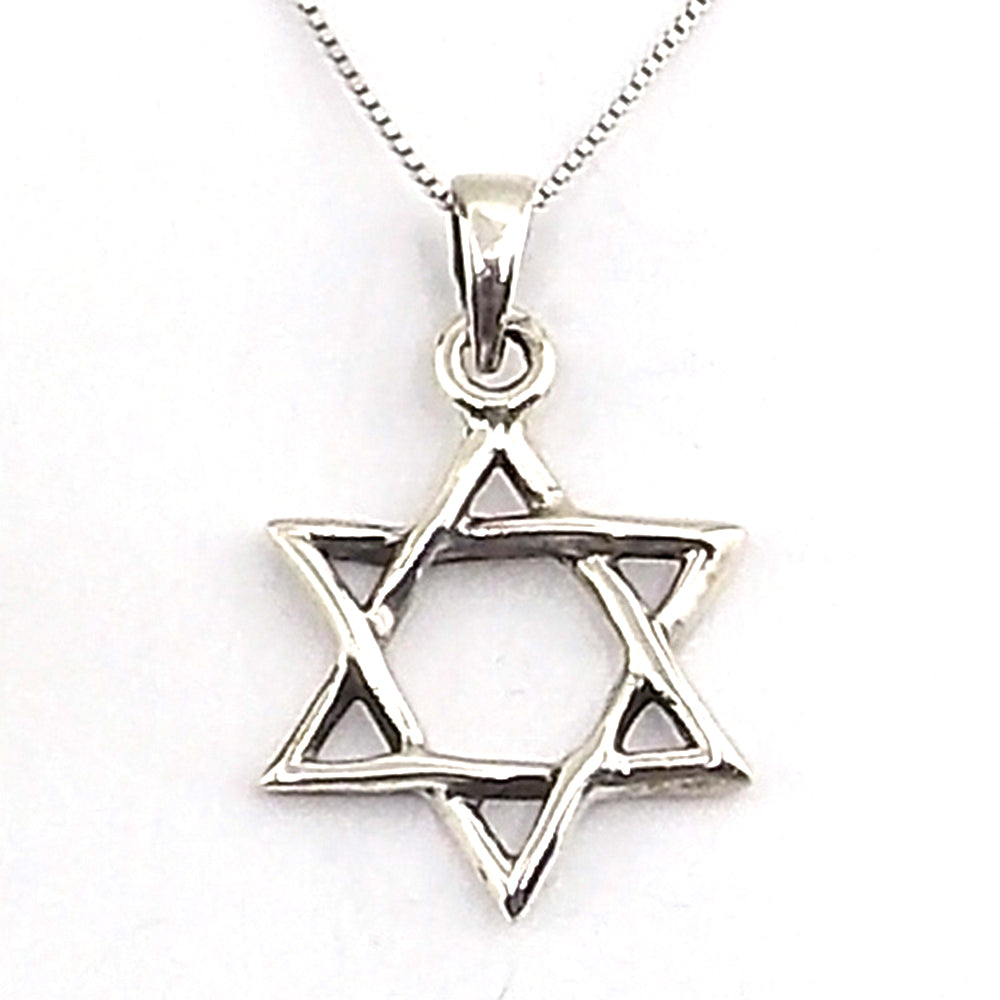 Colgante de plata de ley de Estrella de David de 29x23mm aprox. Con cadena de 45cm