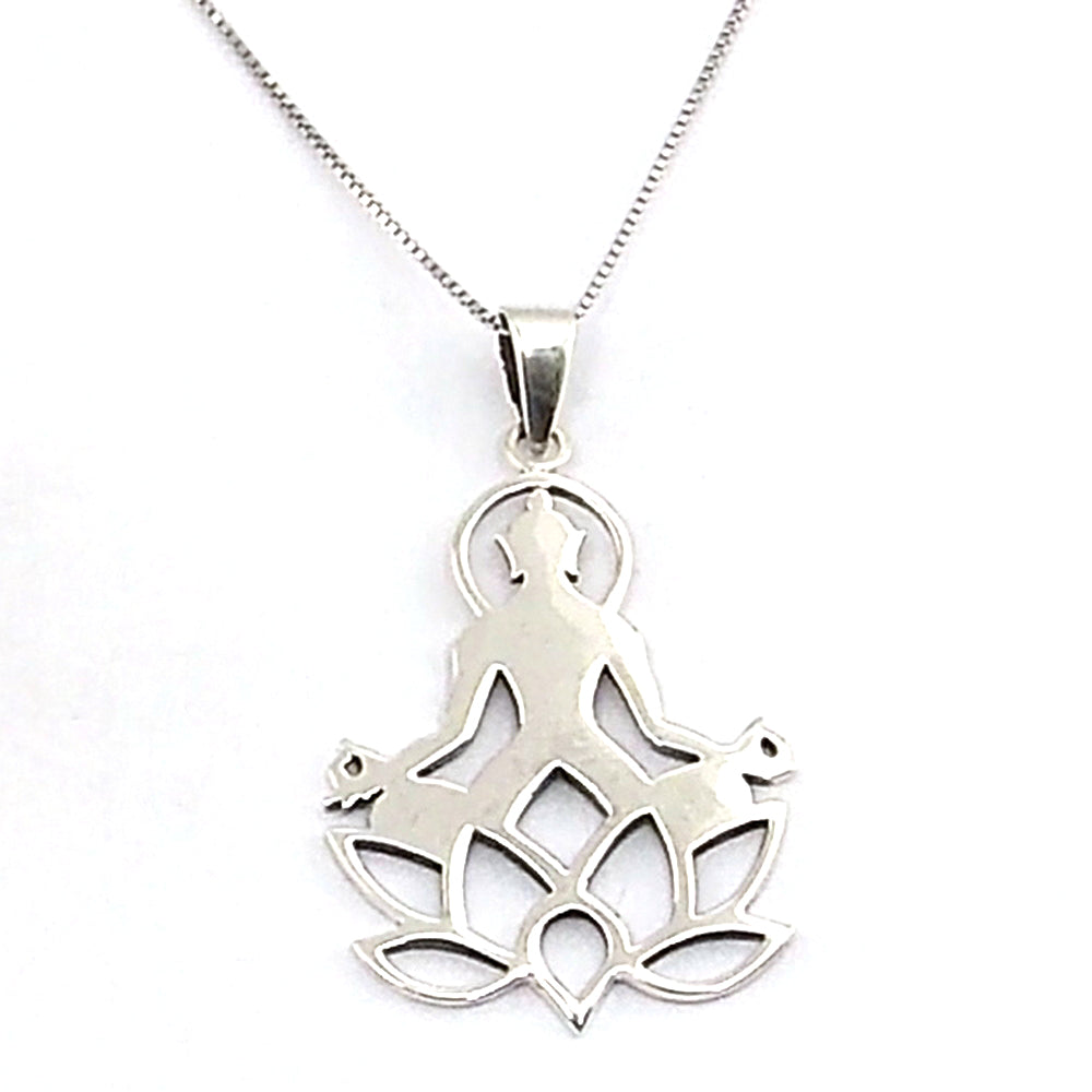 Colgante de plata de ley de Buda de 40x30mm aprox. Con cadena de 45cm