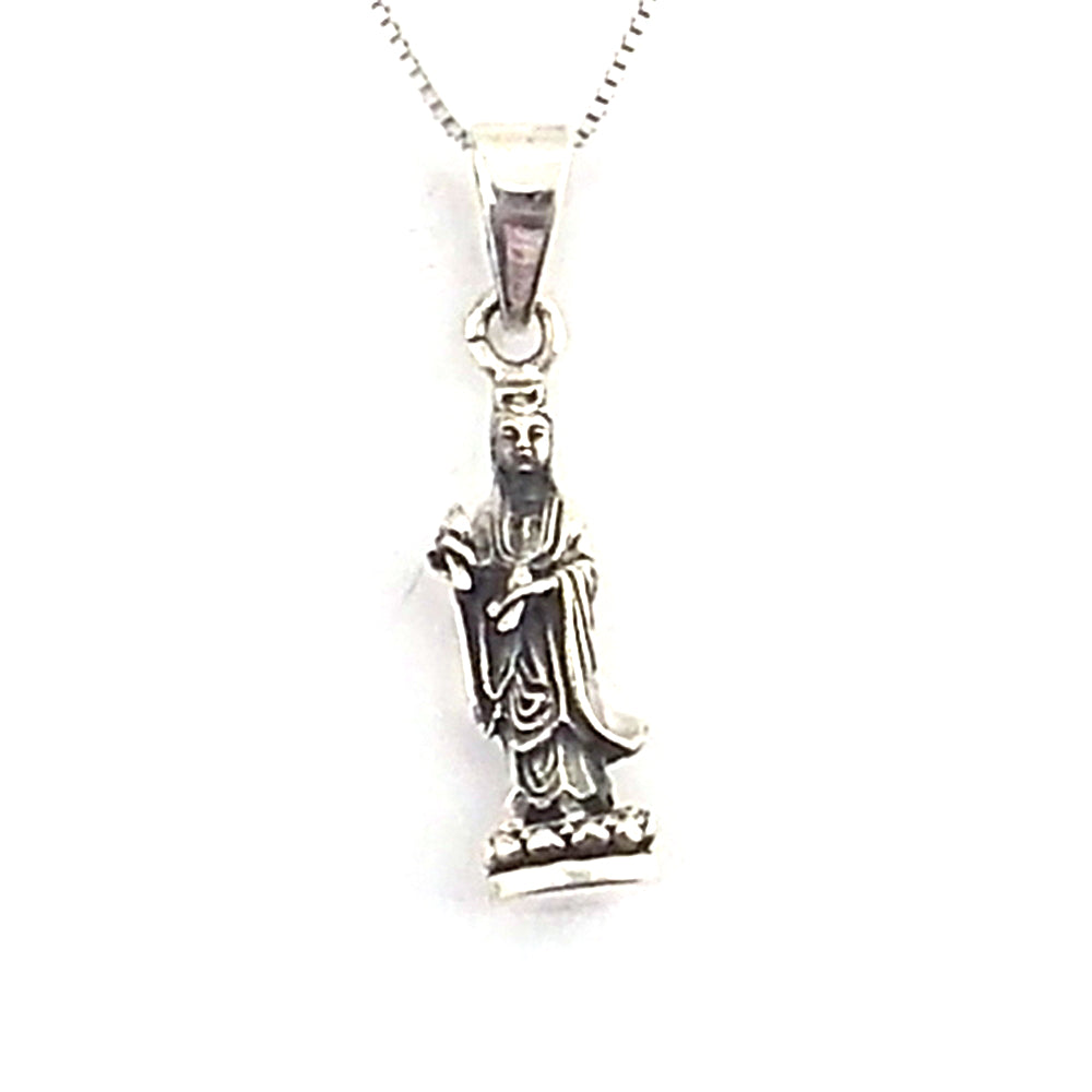 Colgante de plata de ley de Quan Yin de 19mm aprox. Con cadena de 45cm
