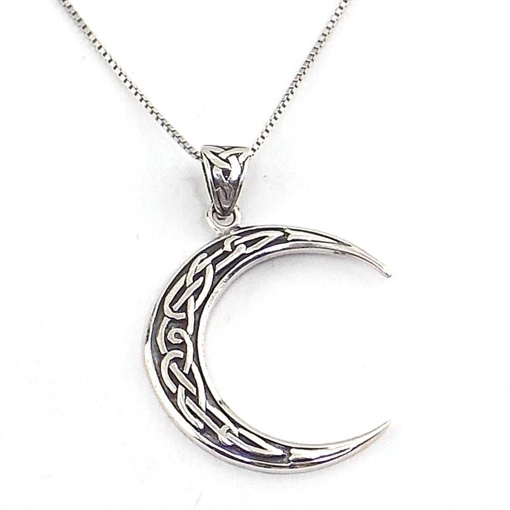Colgante de plata de ley de Luna de 33x7mm aprox. Con cadena de 45cm