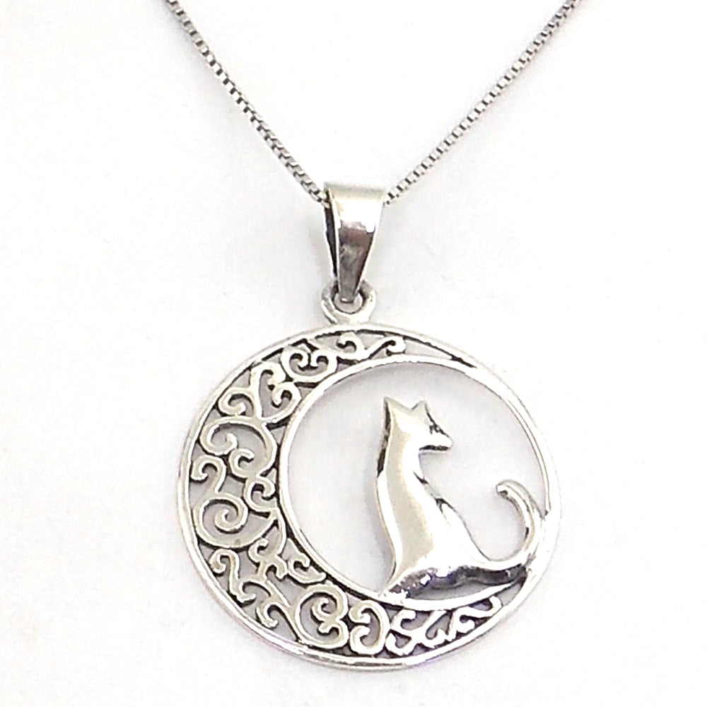 Colgante de plata de ley de Luna de 27mm aprox. Con cadena de 45cm