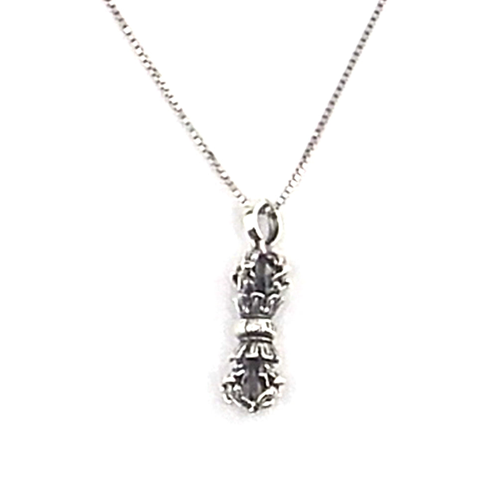 Colgante de plata de ley de Dorje (Vajra) de 20mm aprox. Con cadena de 45cm