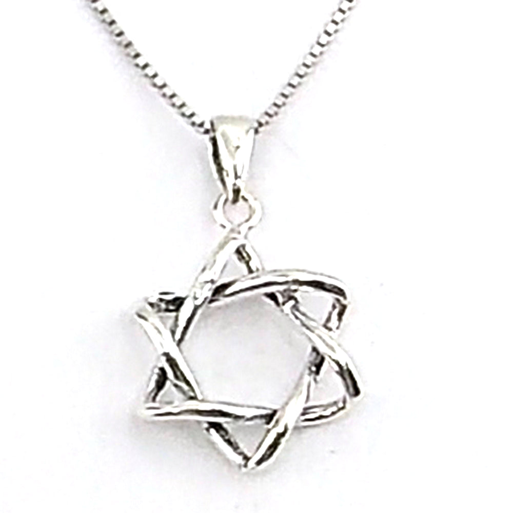 Colgante de plata de ley de Estrella de David de 20x15mm aprox. Con cadena de 45cm