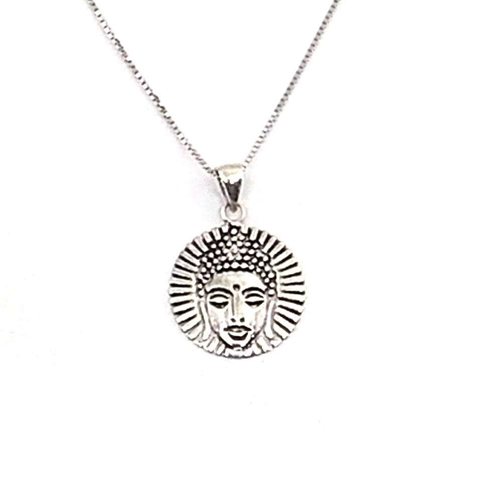 Colgante de plata de ley de Buda de 18mm aprox. Con cadena de 45cm