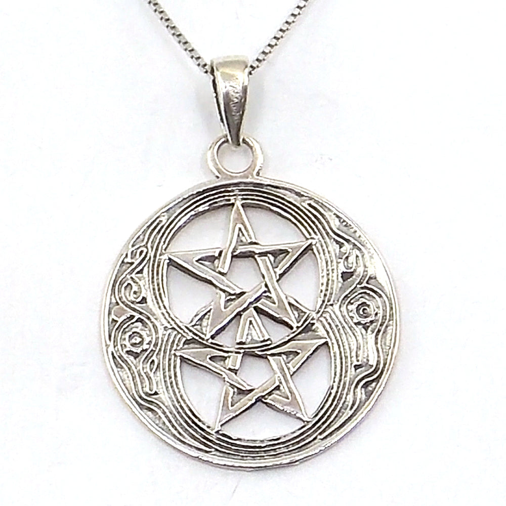 Colgante de plata de ley de Pentagrama de 28mm aprox. Con cadena de 45cm