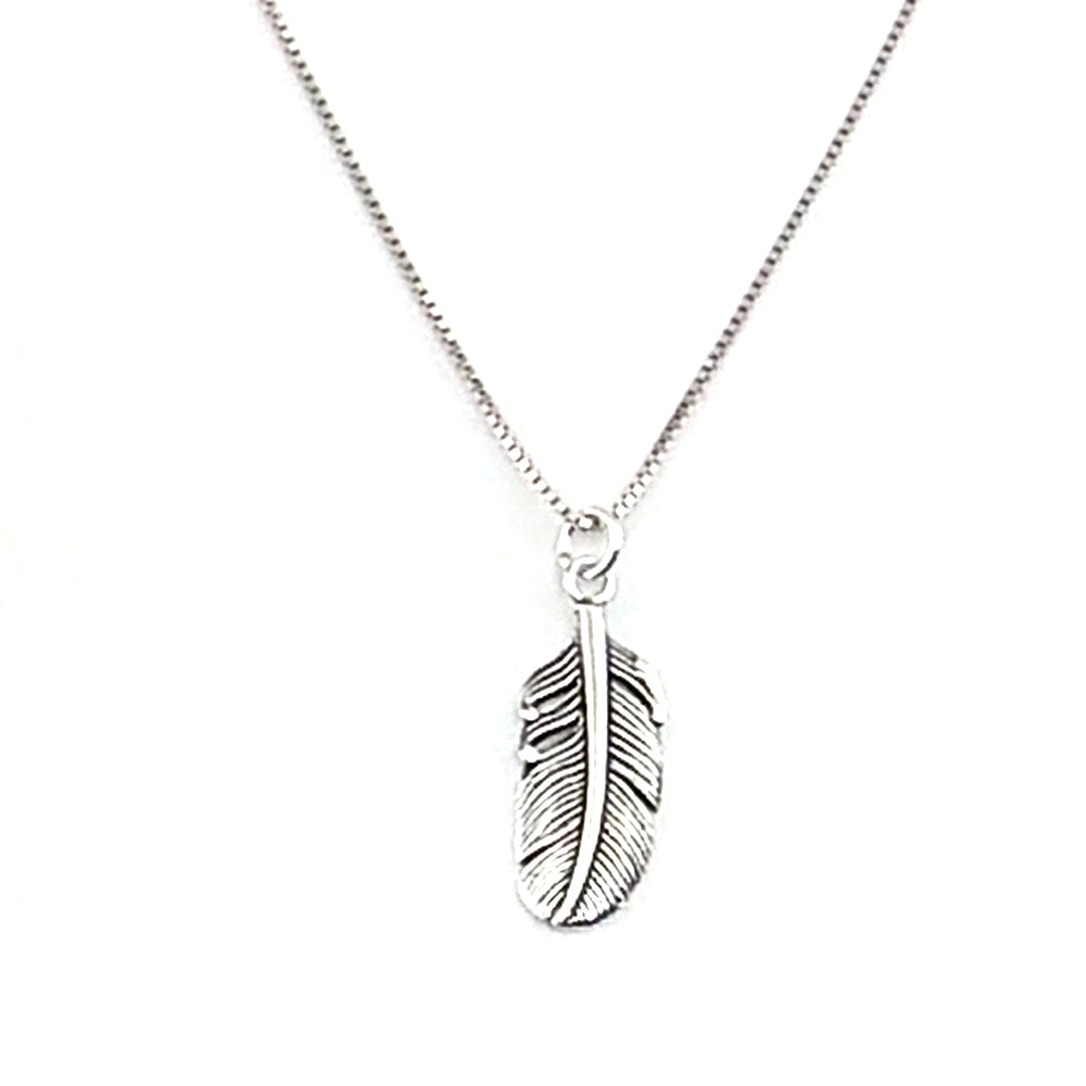 Colgante de plata de ley de pluma de 24x10mm aprox. Con cadena de 45cm