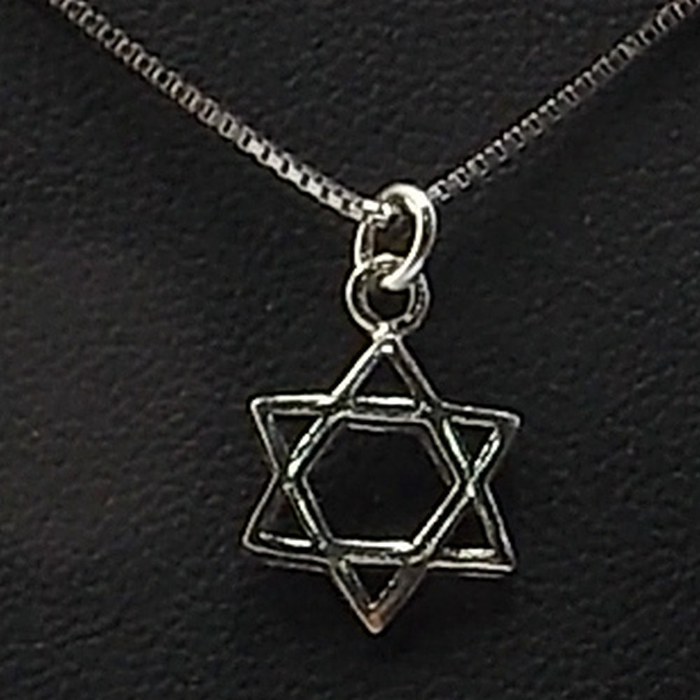 Colgante de plata de ley de Estrella de David de 15x12mm aprox. Con cadena de 45cm