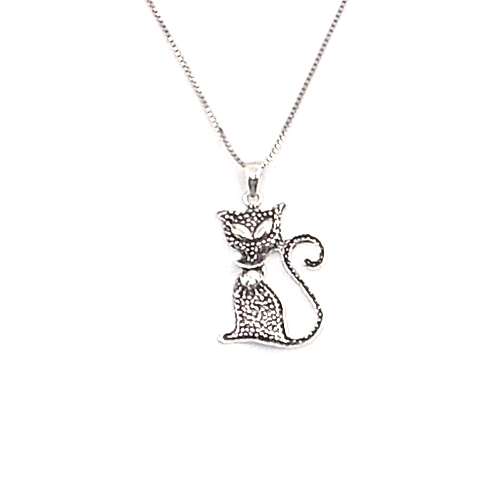 Colgante de plata de ley de gato de 27x18mm aprox. Con cadena de 45cm