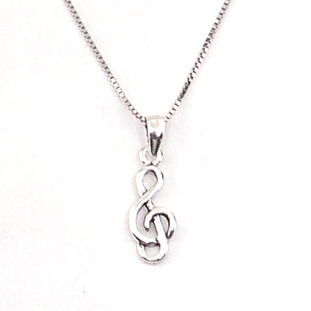 Colgante de plata de ley de Clave de Sol de 20x7mm aprox. Con cadena de 45cm
