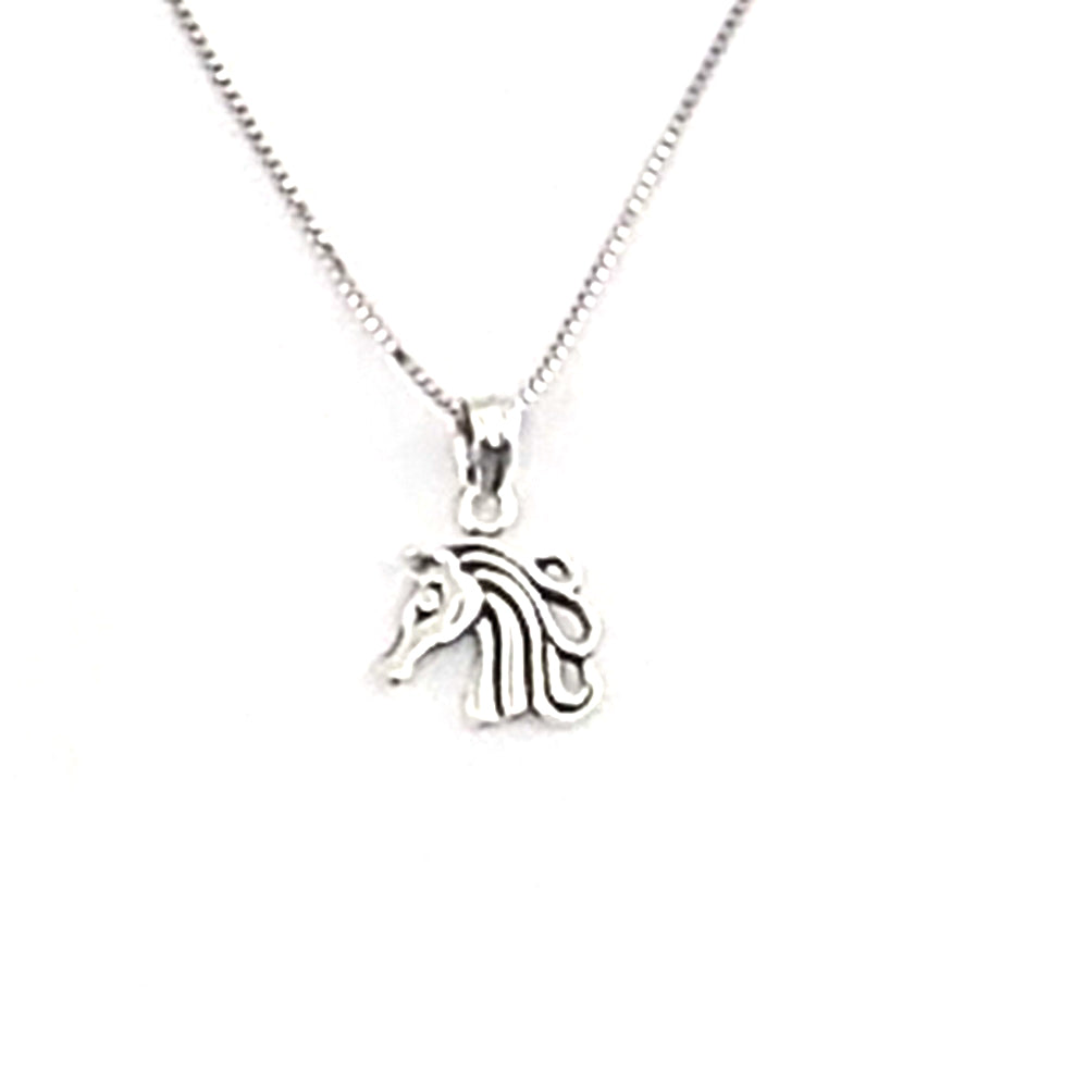 Colgante de plata de ley de caballo de 15x13mm aprox. Con cadena de 45cm