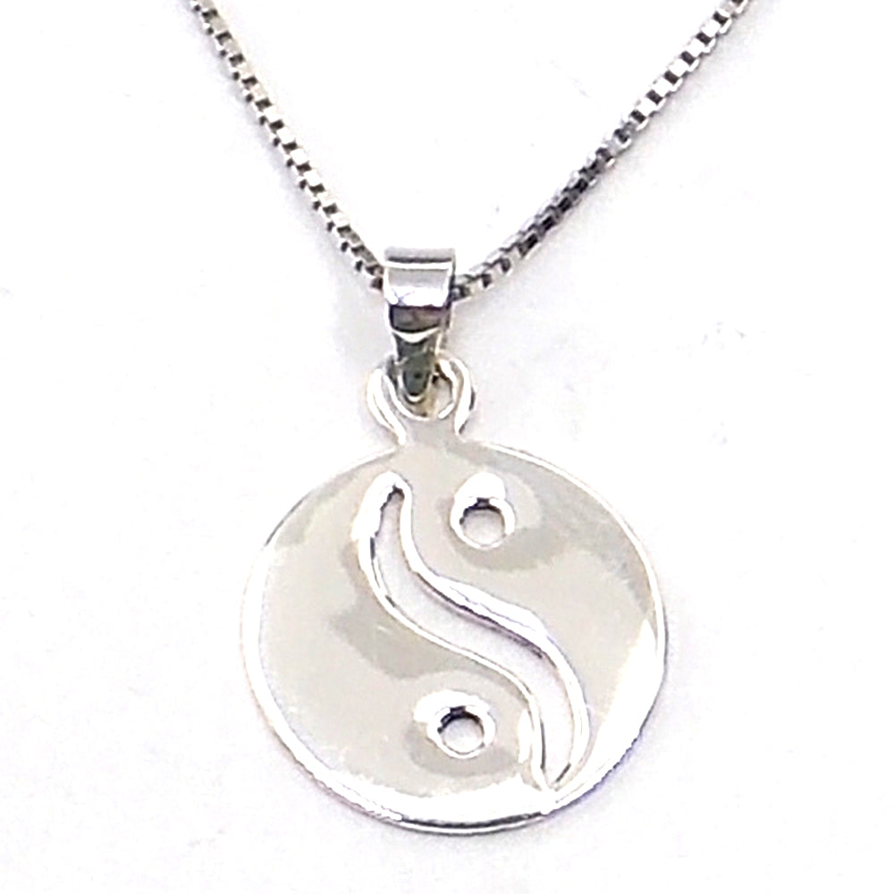Colgante de plata de ley de Yin Yang de 15mm aprox. Con cadena de 45cm