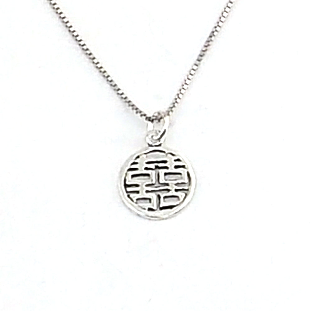 Colgante de plata de ley de doble felicidad de 11mm aprox. Con cadena de 45cm