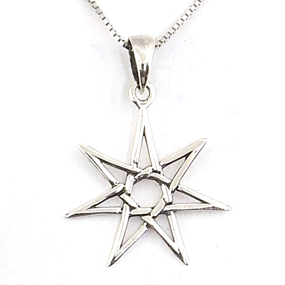 Colgante de plata de ley de Estrella de 7 puntas de 25x17mm aprox. Con cadena de 45cm