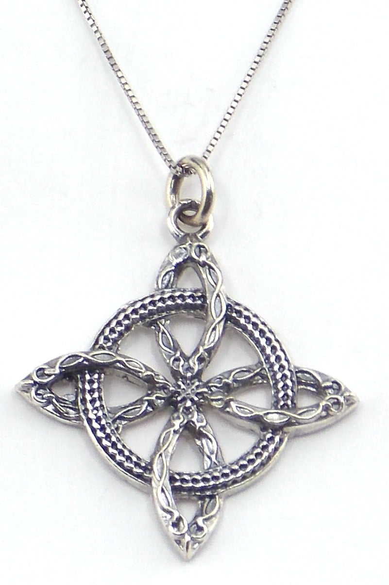 Colgante de plata de ley de Nudo de bruja de 40x37mm con cadena de 45cm