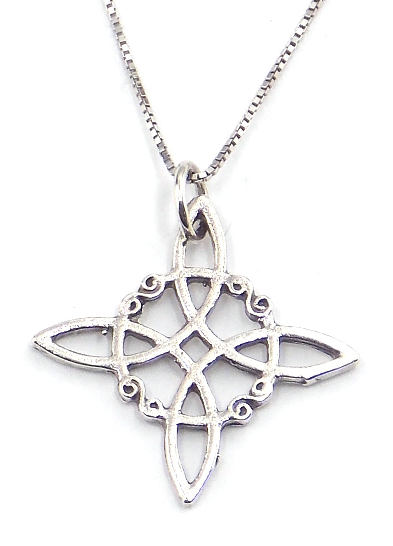 Colgante de Nudo de bruja de plata de ley de 30mm Aprox. con cadena de 45cm