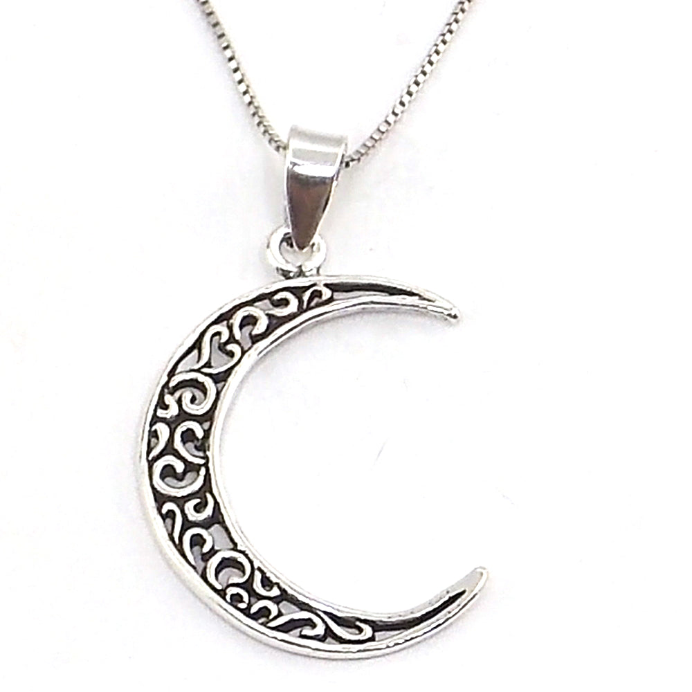 Colgante de plata de ley de Luna de 33x7mm aprox. Con cadena de 45cm