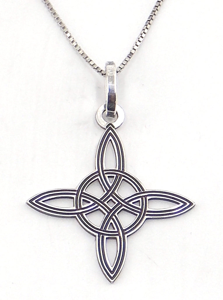 Colgante de plata de ley de Nudo de bruja de 30x26mm Aprox. con cadena de 45cm