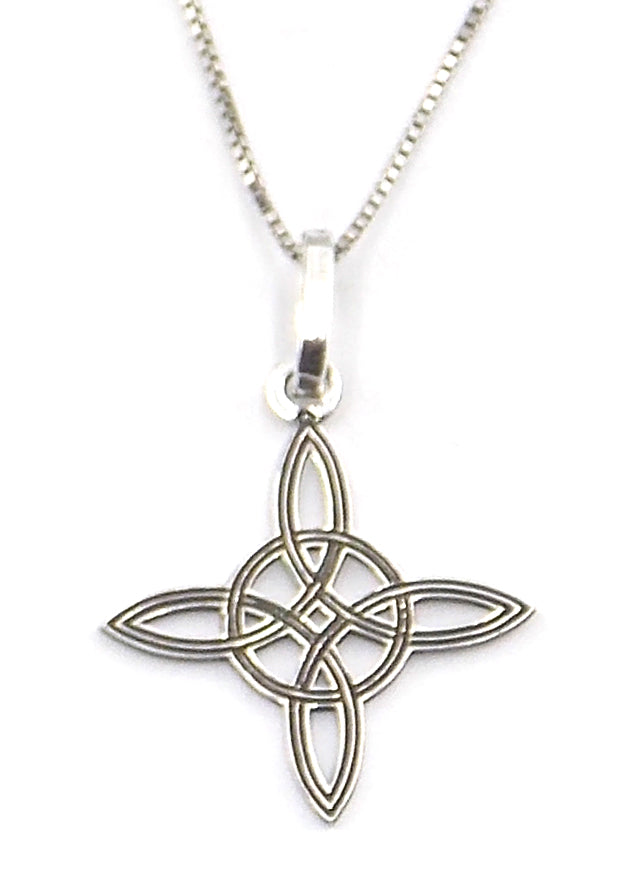 Colgante de plata de ley de Nudo de bruja de 23mm Aprox. con cadena de 45cm