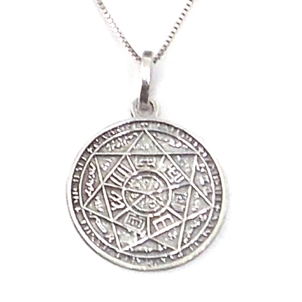 Colgante de plata de ley de los 7 Arcángeles de 24mm aprox. Con cadena de 45cm