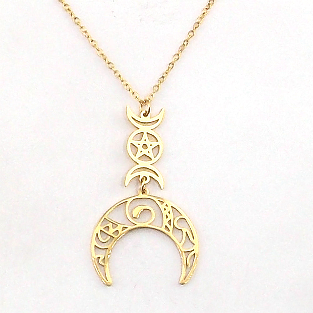 Colgante de acero en forma de luna (dorado)
