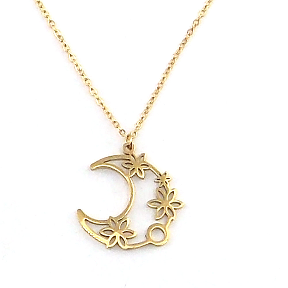 Colgante de acero en forma de luna (dorado)