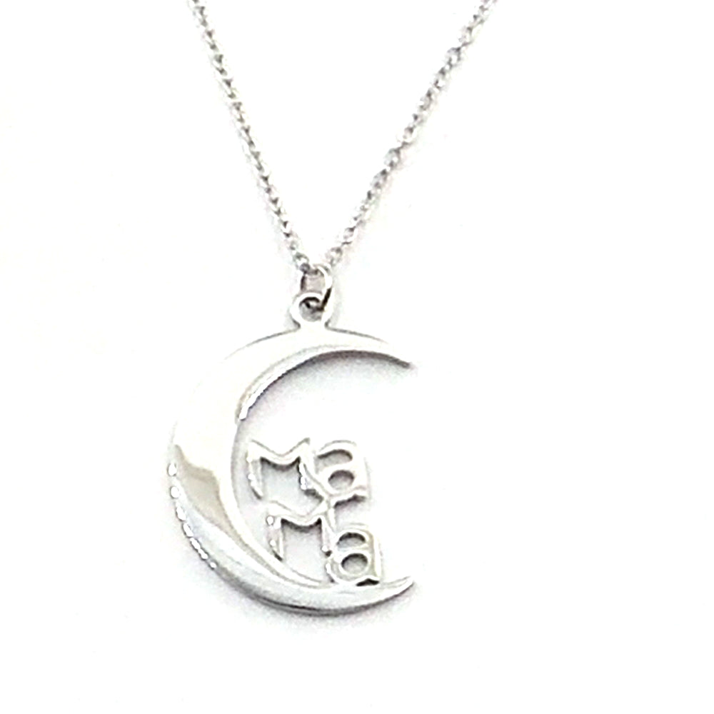Colgante de acero en forma de luna (plateado)