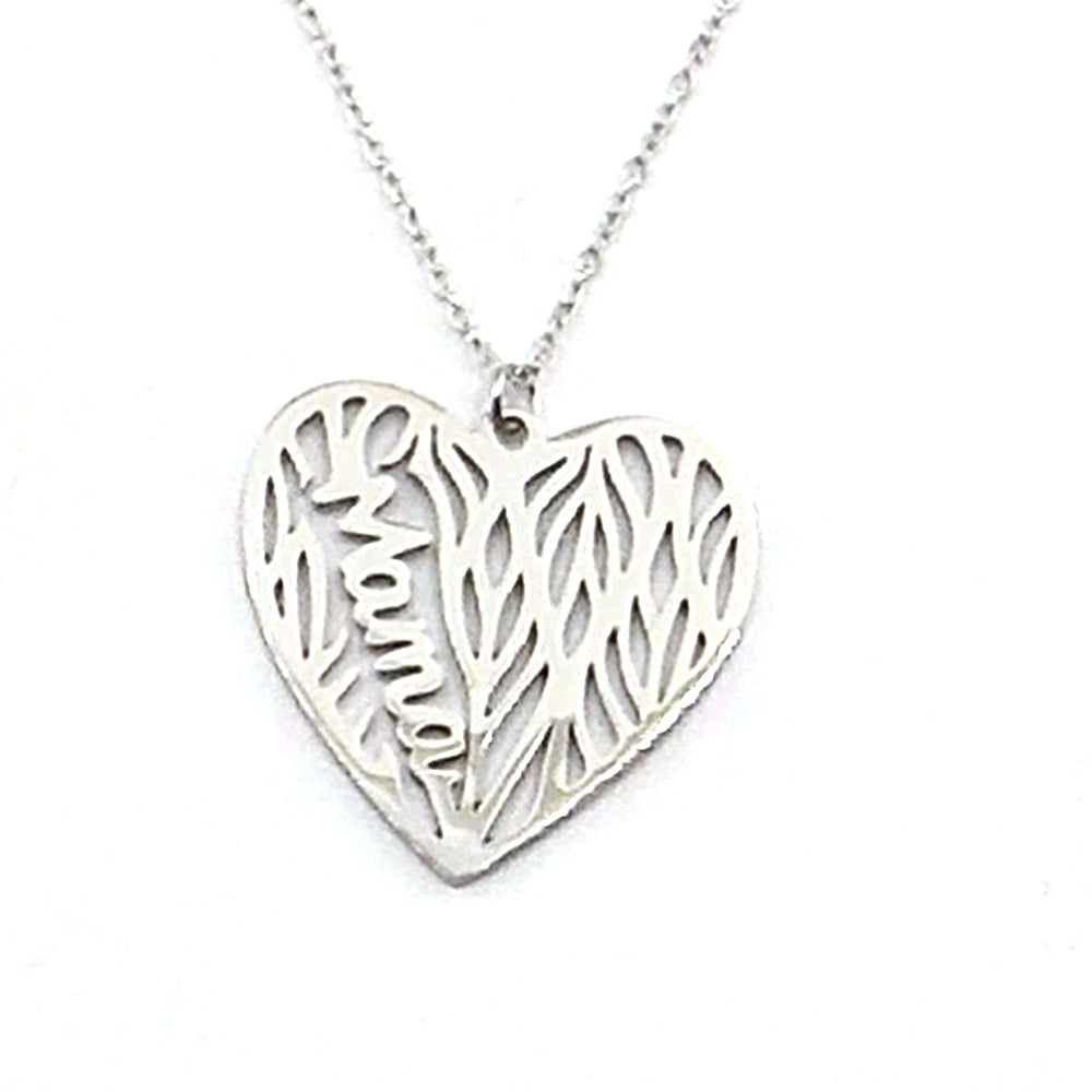 Colgante de acero en forma de corazon "mama" (plateado)