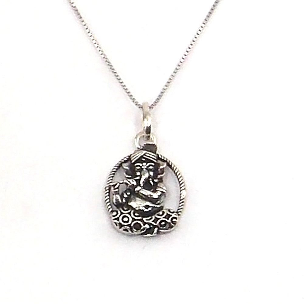 Colgante de plata de ley de Ganesha de 15mm aprox. con cadena de 45cm