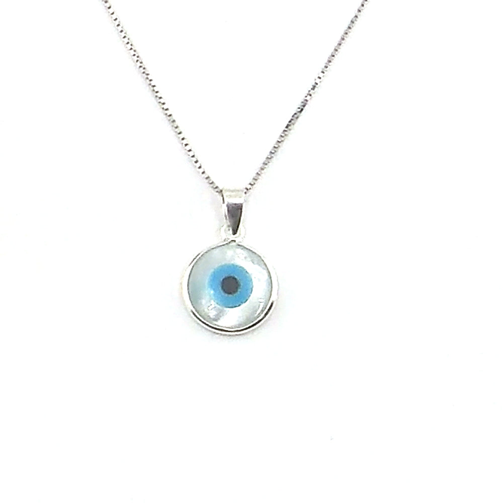Colgante de plata de ley de ojo turco de 12mm aprox. con cadena de 45cm