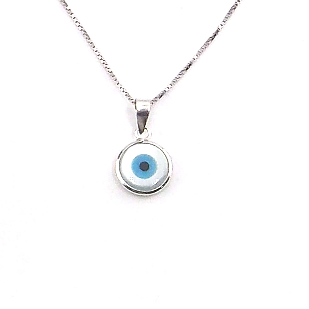 Colgante de plata de ley de ojo turco de 6x12mm aprox. con cadena de 45cm