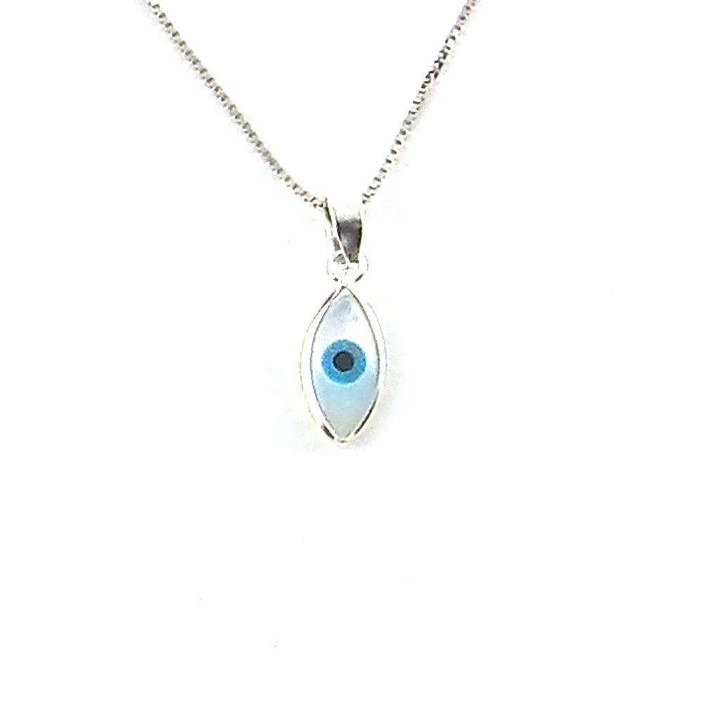 Colgante de plata de ley de ojo turco de 6x12mm aprox. con cadena de 45cm