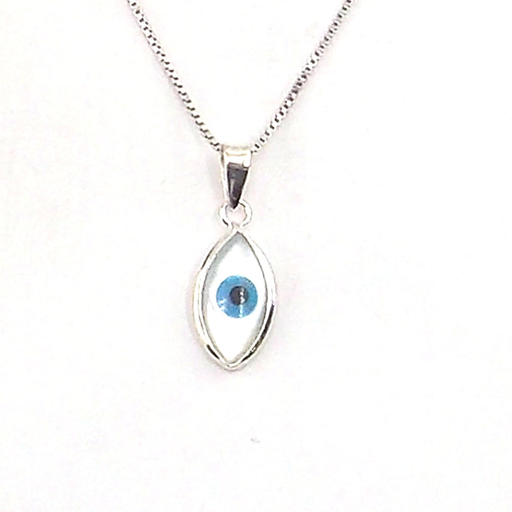 Colgante de plata de ley de ojo turco de 10x15mm aprox. con cadena de 45cm