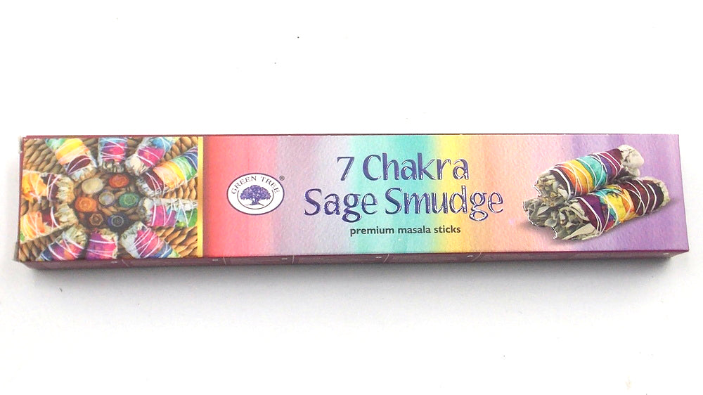 INCIENSO DE MARCA GREEN TREE FRAGANCIA SALVIA BLANCA 7 CHAKRAS