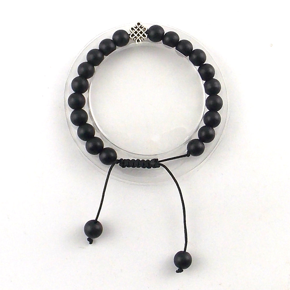 Pulsera de macrame de piedra natural de Shaligram con nudo sin fin de 8mm