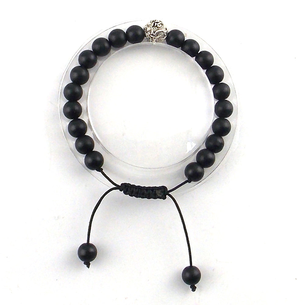 Pulsera de macrame de piedra natural de Shaligram con bola de 8mm